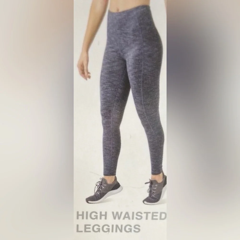 Mondetta High Waisted Legging Side Pockets High Waist Black Gray Activewear L - Picture 1 of 5
